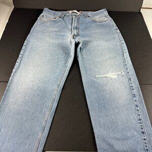 Y2K Levi's Jeans Men's 36x31* 550 Relaxed Blue Faded Thrashed Denim Tag 36x32